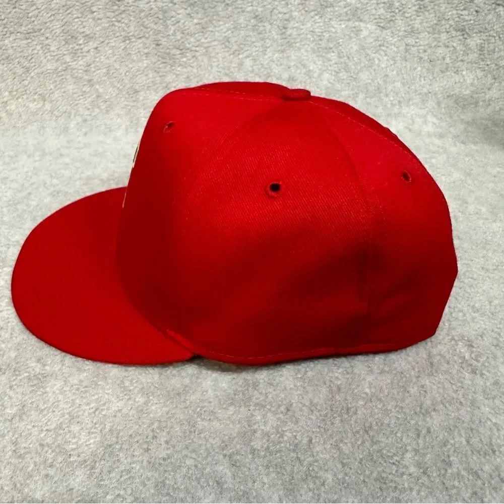 Vintage Pro Line Fitted Hat Adult 7-1/8 Red Front T Logo Embroidered USA Made‎
